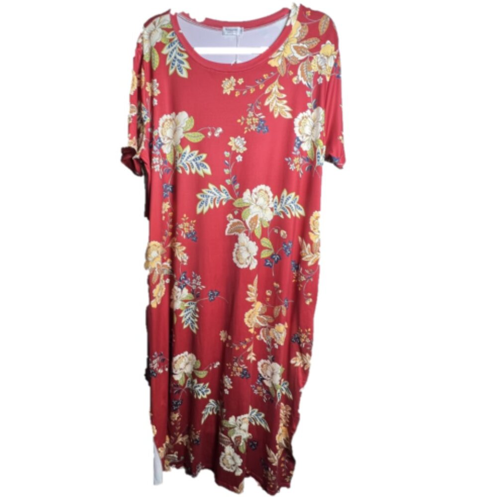 New Women's Naggoo Maxi Dress Pretty Red Floral Size 2X